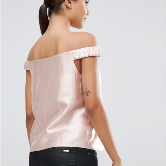 ASOS Off Shoulder Top in Pink Metallic US 12 - Picture 2 of 2